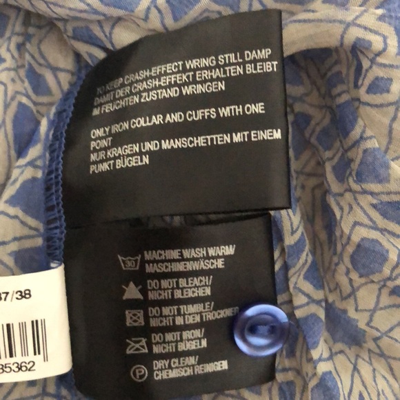 Blue/white, long sleeve, button down, crash look blouse, ZERO, Eur38/Us8, - Picture 11 of 11